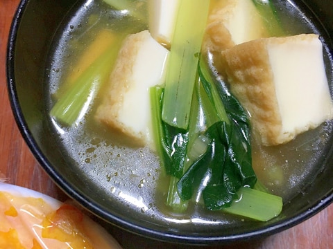 厚揚げと小松菜の中華スープ
